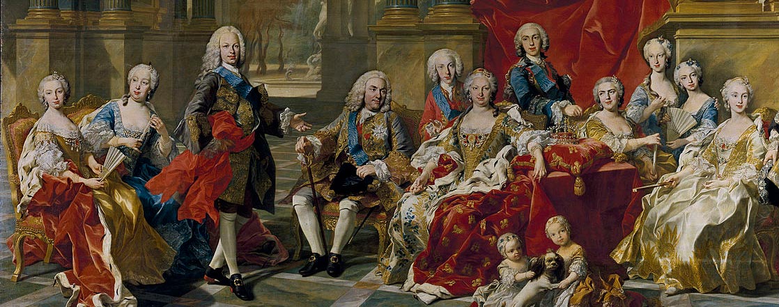 Detail of The family of Fernando V, by Louis-Mihel van Loo