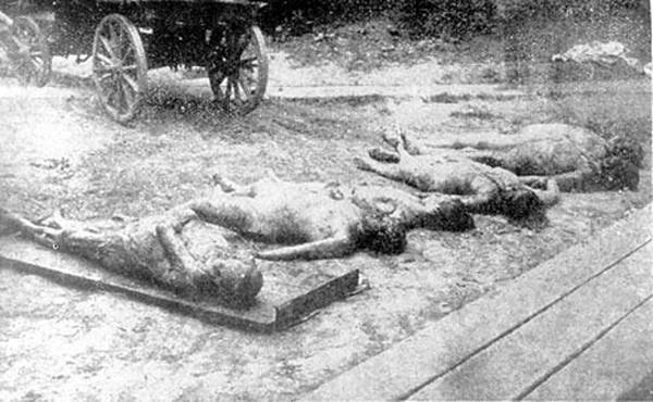  Women killed by the Cheka of Kharkov, Ukraine. Still alive, the Chekists cut off their breasts and burned their genitals, introducing coals inside them.