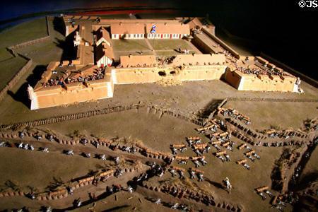Model of the Spanish siege of Fort Charlotte at Mobila in the Conde de Mobile Museum.