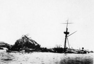 The wreck of the USS Maine in 1898