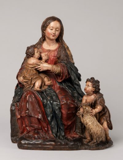 Luisa Roldán. Virgin and Child with Saint John the Baptist. Between 1689 and 1706. Earthenware and polychrome 41,5 x 33 x 25,5 cm. Inv. No. CE2966