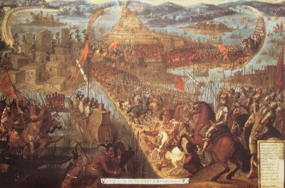 Conquest of Tenochtitlan by Hernan Cortes. Naval warfare details