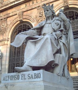 Statue of Alfonso X of Castile at the National Library. José Alcoverro 1892.