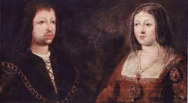 Wedding portrait of King Fernano of Aragon and Queen Isabel of Castile.