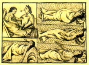 Figure 3. The dreaded epidemics that afflicted hundreds of Indians hastened the founding of hospitals exclusively for them. Florentine Codex.