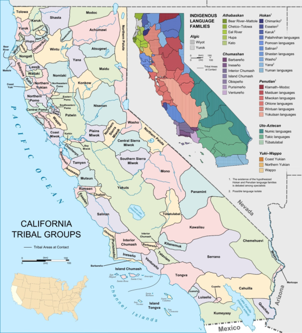 Indigenous ethnic and linguistic groups in California before annexation by the US