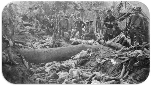The battles, so defined by the US-Americans, were in reality real butchery carried out by their soldiers against men, women, and children.