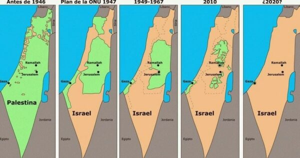 False map that tries to misrepresent the true history of the Palestinian-Israeli conflict.