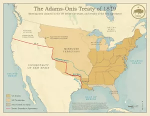 The Borders Agreed to in the Adams-Onís Treaty (1819).